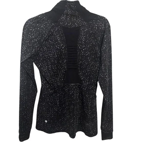 LULULEMON Go The Distance 1/2 Zip Jacket 8 Running Thumbholes Active Black Pink - Picture 8 of 8